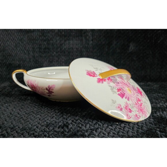 Vintage Noritake Pink Chrysanthemum Gold Trim 4 Pc Serving Set Japan 1950s-1960s - Picture 7 of 16